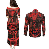 Demon Skull Couples Matching Puletasi Dress and Long Sleeve Button Shirts Welcome to Hell - Wonder Print Shop