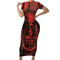 Demon Skull Short Sleeve Bodycon Dress Welcome to Hell - Wonder Print Shop