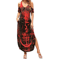 Demon Skull Summer Maxi Dress Welcome to Hell - Wonder Print Shop