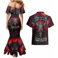 Demon Skull Couples Matching Mermaid Dress and Hawaiian Shirt You Better Pray I Don't Get Up - Wonder Print Shop
