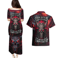Demon Skull Couples Matching Puletasi Dress and Hawaiian Shirt You Better Pray I Don't Get Up - Wonder Print Shop