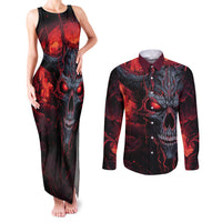 Demon Skull Couples Matching Tank Maxi Dress and Long Sleeve Button Shirts You Better Pray I Don't Get Up - Wonder Print Shop