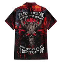Demon skull Hawaiian shirt, back print with skull and phrase 'You Better Pray'