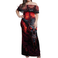Demon Skull Off Shoulder Maxi Dress You Better Pray I Don't Get Up - Wonder Print Shop