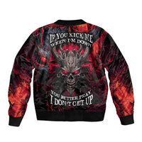 Demon Skull Sleeve Zip Bomber Jacket You Better Pray I Don't Get Up - Wonder Print Shop
