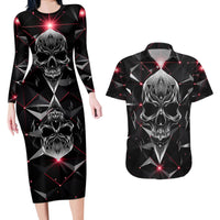 Diamond Skull Couples Matching Long Sleeve Bodycon Dress and Hawaiian Shirt Shine Bright Like Diamond - Wonder Print Shop
