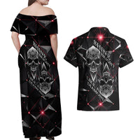 Diamond Skull Couples Matching Off Shoulder Maxi Dress and Hawaiian Shirt Shine Bright Like Diamond - Wonder Print Shop