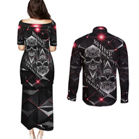 Diamond Skull Couples Matching Puletasi Dress and Long Sleeve Button Shirts Shine Bright Like Diamond - Wonder Print Shop