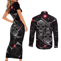 Diamond Skull Couples Matching Short Sleeve Bodycon Dress and Long Sleeve Button Shirts Shine Bright Like Diamond - Wonder Print Shop
