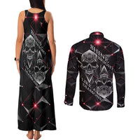 Diamond Skull Couples Matching Tank Maxi Dress and Long Sleeve Button Shirts Shine Bright Like Diamond - Wonder Print Shop