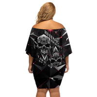 Diamond Skull Off Shoulder Short Dress Shine Bright Like Diamond - Wonder Print Shop