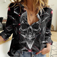 Diamond Skull Women Casual Shirt Shine Bright Like Diamond - Wonder Print Shop