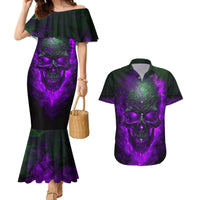 Horor Skull Couples Matching Mermaid Dress and Hawaiian Shirt Welcome to the Dark side - Wonder Print Shop