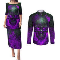 Horor Skull Couples Matching Puletasi Dress and Long Sleeve Button Shirts Welcome to the Dark side - Wonder Print Shop