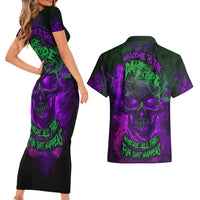 Horor Skull Couples Matching Short Sleeve Bodycon Dress and Hawaiian Shirt Welcome to the Dark side - Wonder Print Shop