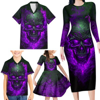 Horor Skull Family Matching Long Sleeve Bodycon Dress and Hawaiian Shirt Welcome to the Dark side - Wonder Print Shop