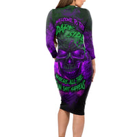 Horor Skull Long Sleeve Bodycon Dress Welcome to the Dark side - Wonder Print Shop