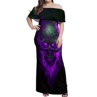 Horor Skull Off Shoulder Maxi Dress Welcome to the Dark side - Wonder Print Shop
