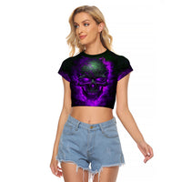 Horor Skull Raglan Cropped T Shirt Welcome to the Dark side - Wonder Print Shop