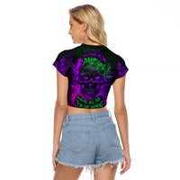 Horor Skull Raglan Cropped T Shirt Welcome to the Dark side - Wonder Print Shop