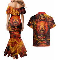 Fire Skull Couples Matching Mermaid Dress and Hawaiian Shirt You inspire my Inner serial Killed - Wonder Print Shop