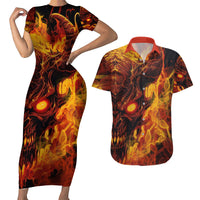 Fire Skull Couples Matching Short Sleeve Bodycon Dress and Hawaiian Shirt You inspire my Inner serial Killed - Wonder Print Shop