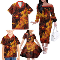 Fire Skull Family Matching Off Shoulder Long Sleeve Dress and Hawaiian Shirt You inspire my Inner serial Killed - Wonder Print Shop