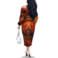Fire Skull Family Matching Off Shoulder Long Sleeve Dress and Hawaiian Shirt You inspire my Inner serial Killed - Wonder Print Shop