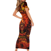 Fire Skull Family Matching Short Sleeve Bodycon Dress and Hawaiian Shirt You inspire my Inner serial Killed - Wonder Print Shop