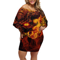 Fire Skull Off Shoulder Short Dress You inspire my Inner serial Killed - Wonder Print Shop