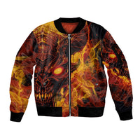 Fire Skull Sleeve Zip Bomber Jacket You inspire my Inner serial Killed - Wonder Print Shop