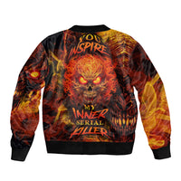 Fire Skull Sleeve Zip Bomber Jacket You inspire my Inner serial Killed - Wonder Print Shop