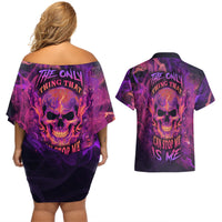 Fire Skull Couples Matching Off Shoulder Short Dress and Hawaiian Shirt The Only Thing That Can Stop Me Is Me - Wonder Print Shop