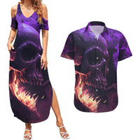 Fire Skull Couples Matching Summer Maxi Dress and Hawaiian Shirt The Only Thing That Can Stop Me Is Me - Wonder Print Shop