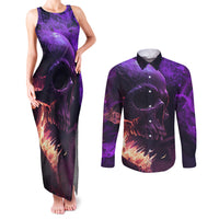 Fire Skull Couples Matching Tank Maxi Dress and Long Sleeve Button Shirts The Only Thing That Can Stop Me Is Me - Wonder Print Shop