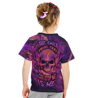 Fire Skull Kid T Shirt The Only Thing That Can Stop Me Is Me - Wonder Print Shop