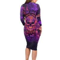 Fire Skull Long Sleeve Bodycon Dress The Only Thing That Can Stop Me Is Me - Wonder Print Shop
