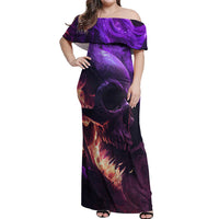 Fire Skull Off Shoulder Maxi Dress The Only Thing That Can Stop Me Is Me - Wonder Print Shop