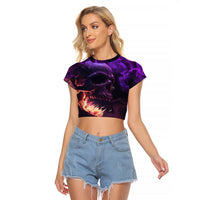 Fire Skull Raglan Cropped T Shirt The Only Thing That Can Stop Me Is Me - Wonder Print Shop