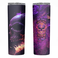 Fire Skull Skinny Tumbler The Only Thing That Can Stop Me Is Me - Wonder Print Shop