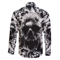 Skull Family Matching Off Shoulder Long Sleeve Dress and Hawaiian Shirt Inequitable Spirit - Wonder Print Shop