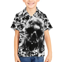 Skull Family Matching Off Shoulder Long Sleeve Dress and Hawaiian Shirt Inequitable Spirit - Wonder Print Shop