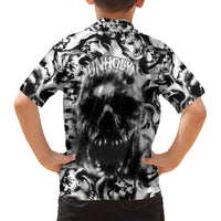 Skull Family Matching Short Sleeve Bodycon Dress and Hawaiian Shirt Inequitable Spirit - Wonder Print Shop
