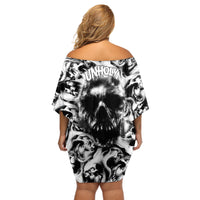 Skull Off Shoulder Short Dress Inequitable Spirit - Wonder Print Shop