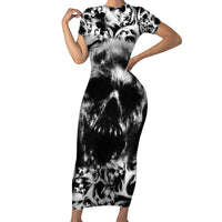Skull Short Sleeve Bodycon Dress Inequitable Spirit - Wonder Print Shop