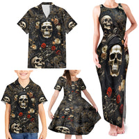 Skull Roses Family Matching Tank Maxi Dress and Hawaiian Shirt Never Say Die - Wonder Print Shop
