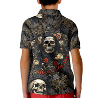 Skull Roses Kid Polo Shirt Never Say Die - Wonder Print Shop
