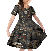 Skull Roses Kid Short Sleeve Dress Never Say Die - Wonder Print Shop