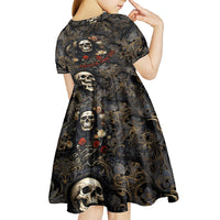 Skull Roses Kid Short Sleeve Dress Never Say Die - Wonder Print Shop