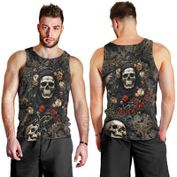 Skull Roses Men Tank Top Never Say Die - Wonder Print Shop